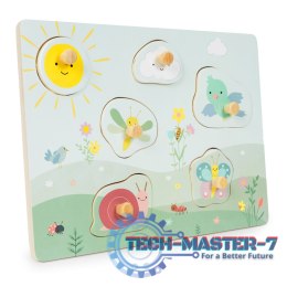 Drewniana tablica sensoryczna z różnymi rodzajami materiału ECOTOYS ECOTOYS