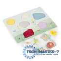 Drewniana tablica sensoryczna z różnymi rodzajami materiału ECOTOYS ECOTOYS
