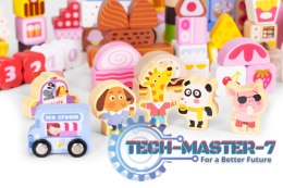 Drewniane klocki edukacyjne zestaw - Cukierkowe miasto 116 el. ECOTOYS ECOTOYS