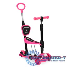 Hulajnoga trójkołowa balansowa led 3w1 świecące kółka - Różowa ECOTOYS ECOTOYS