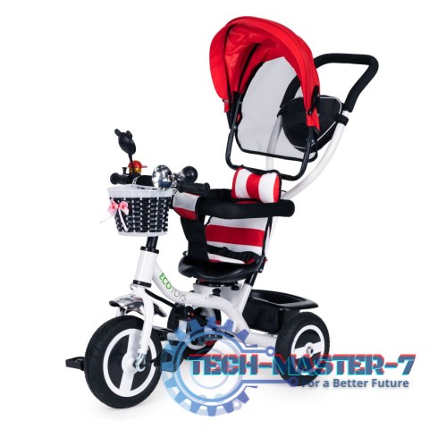 Rower trójkołowy obracany daszek wytrzymałe gumowe koła czerwony ECOTOYS ECOTOYS Rower trójkołowy obracany daszek wytrzymałe gumowe koła czerwony ECOTOYS ECOTOYS