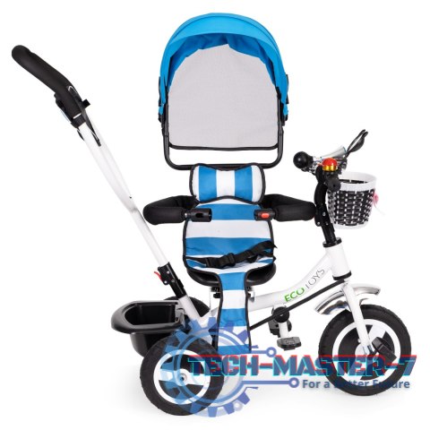 Rower trójkołowy obracany daszek wytrzymałe gumowe koła niebieski ECOTOYS ECOTOYS Rower trójkołowy obracany daszek wytrzymałe gumowe koła niebieski ECOTOYS ECOTOYS