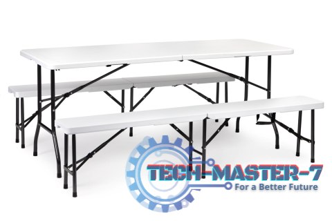 Zestaw cateringowy stół bankietowy 180cm 2 ławki biały ModernHome ModernHome