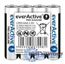 Baterie EVERACTIVE Alkaliczna AAA 1250mAh 4 szt. LR03PRO4T