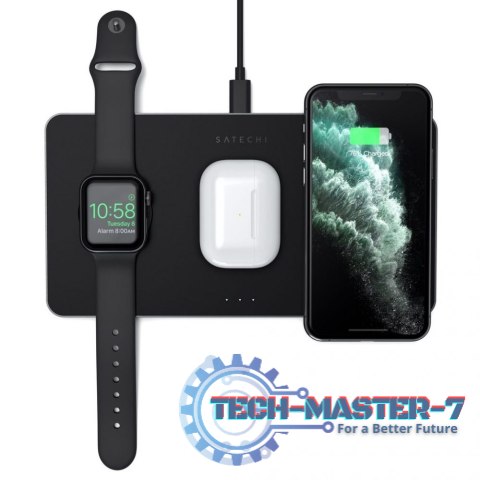 Satechi Trio Wireless Charging Pad - magnetyczna ładowarka bezprzewodowa do trzech urządzeń (AppleWatch 2,5W, AirPods 5W, Qi 7,5 Satechi Trio Wireless Charging Pad - magnetyczna ładowarka bezprzewodowa do trzech urządzeń (AppleWatch 2,5W, AirPods 5W, Qi 7,5