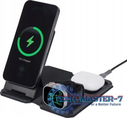 UAG 3in1 Travel Charger - bezprzewodowa ładowarka podróżna do trzech urządzeń 15W, kompatybilna z MagSafe, kabel, wtyczki i orga