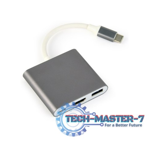 Adapter GEMBIRD A-CM-HDMIF-02-SG USB Typu C - HDMI + USB-A + USB-C