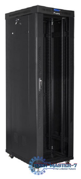 SZAFA INSTALACYJNA RACK STOJĄCA 19" 42U 600X1000 CZARNA DRZWI SZKLANE LCD LANBERG (FLAT PACK)