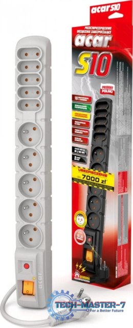 Zasilacz PC ACAR HSKDATA W0132 Acar S10 listwa zasilająco-filtrująca, szara 3m W0132