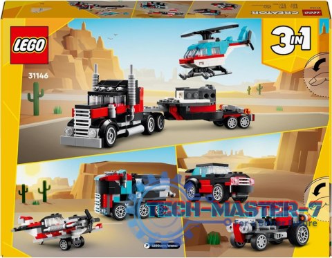 LEGO 31146 Creator 3w1 - Ciężarówka z platformą i helikopterem LEGO 31146 Creator 3w1 - Ciężarówka z platformą i helikopterem