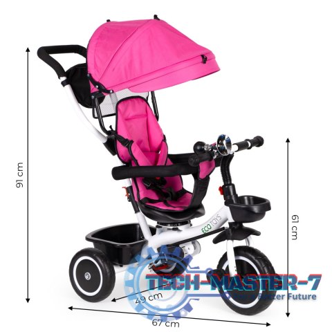 Rowerek trójkołowy spacerówka wózek obracany 360 różowy ECOTOYS ECOTOYS Rowerek trójkołowy spacerówka wózek obracany 360 różowy ECOTOYS ECOTOYS
