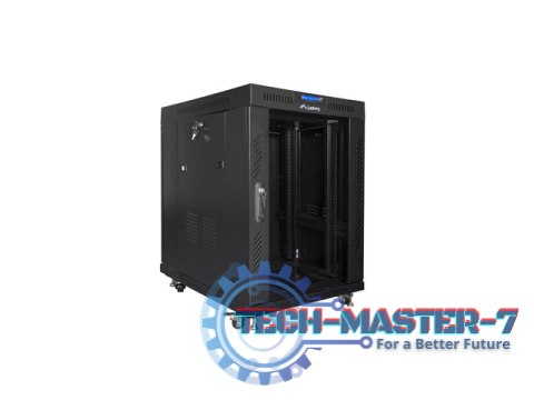 SZAFA INSTALACYJNA RACK STOJĄCA 19" 15U 600X800 CZARNA DRZWI SZKLANE LCD LANBERG (FLAT PACK)