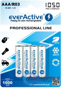 Baterie EVERACTIVE NiMH AAA (LR03, R03, 24A, MN2400, AM4, UM4, HP16) 1050mAh 4 szt. EVHRL03-1050
