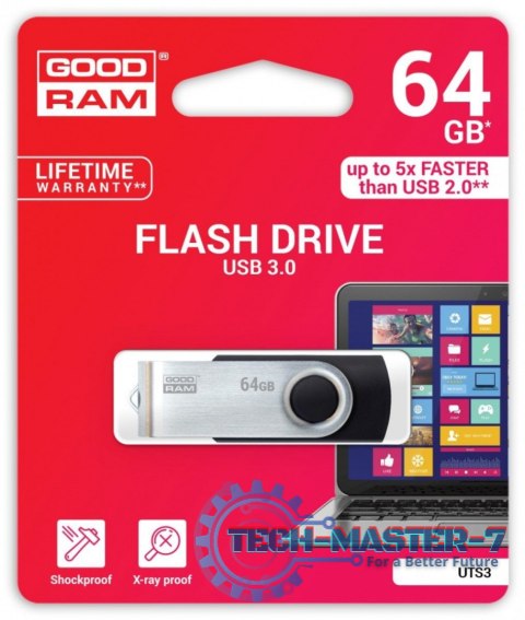 Pendrive (Pamięć USB) GOODRAM (64 GB /USB 3.0 /Srebrno-czarny )