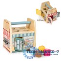 Drewniana kostka edukacyjna, sorter klockami cztery zamki, uchwyt ECOTOYS