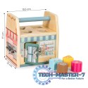 Drewniana kostka edukacyjna, sorter klockami cztery zamki, uchwyt ECOTOYS