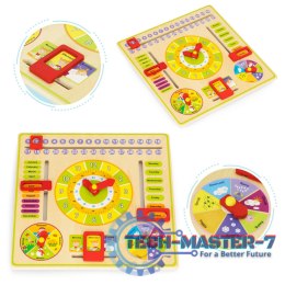 Drewniana tablica edukacyjna manipulacyjna kalendarz zegar ECOTOYS ECOTOYS