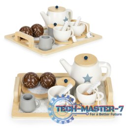 Drewniany zestaw do herbaty dzbanek filiżanki 17 elementów ECOTOYS ECOTOYS