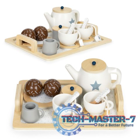 Drewniany zestaw do herbaty dzbanek filiżanki 17 elementów ECOTOYS ECOTOYS