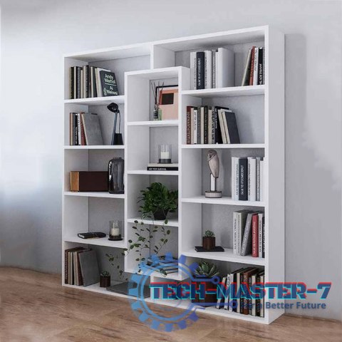 Nowoczesny stojący regał szafka na książki 14 półek biały ModernHome Nowoczesny stojący regał szafka na książki 14 półek biały ModernHome
