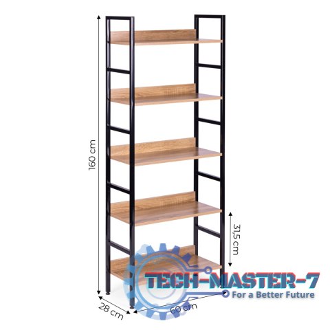 Reał loftowy wysoki 5 półek metal MDF ModernHome ModernHome Reał loftowy wysoki 5 półek metal MDF ModernHome ModernHome