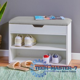 Szafka na buty z otwieranym siedziskiem 2 półki biała ModernHome ModernHome