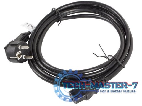 Kabel zasilający LANBERG Wtyczka typ C/F (Schuko) 3m. CA-C13C-11CC-0030-BK