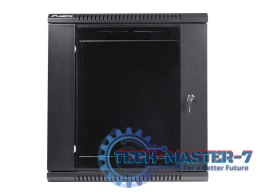Szafa instalacyjna wisząca 19'' 12U 600X450mm czarna (drzwi szklane)