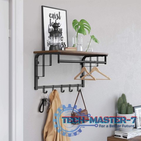 Półka z wieszakami na ubrania drewniana LOFT LEOBERT Półka z wieszakami na ubrania drewniana LOFT LEOBERT