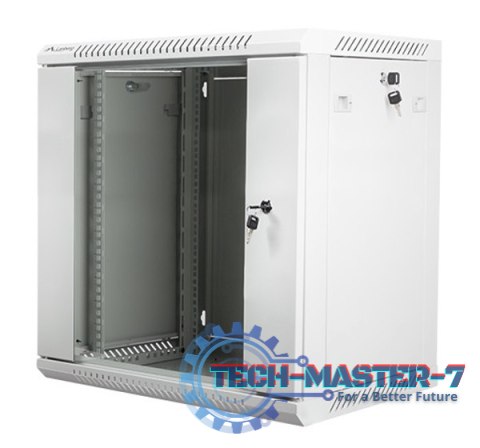 Szafa instalacyjna wisząca 19'' 12U 600X450mm szara (drzwi szklane)