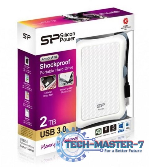 Dysk twardy zewnętrzny SILICON POWER Armor A30 2TB Biały SP020TBPHDA30S3W SP020TBPHDA30S3W Dysk twardy zewnętrzny SILICON POWER Armor A30 2TB Biały SP020TBPHDA30S3W SP020TBPHDA30S3W