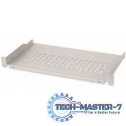 Półka 1U 255mm Rack 19, 2 pkt mocowania, perforowana, szara