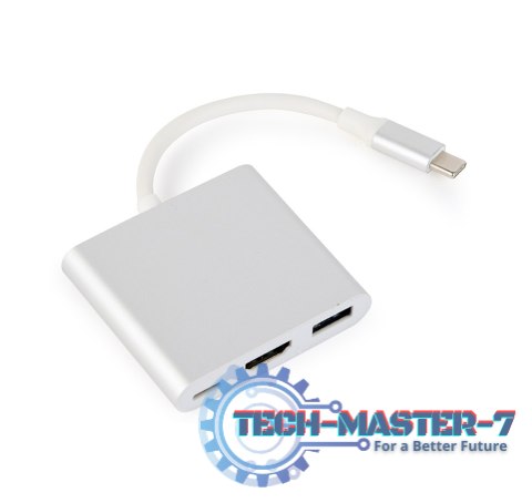 Adapter GEMBIRD A-CM-HDMIF-02-SV USB Typu C - HDMI + USB-A + USB-C Adapter GEMBIRD A-CM-HDMIF-02-SV USB Typu C - HDMI + USB-A + USB-C