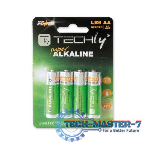 Baterie TECHLY Alkaliczna AA (LR06, FR6, R6, 15A, MN1500, AM3, UM3, HP7) Blister 306974 Baterie TECHLY Alkaliczna AA (LR06, FR6, R6, 15A, MN1500, AM3, UM3, HP7) Blister 306974