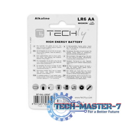 Baterie TECHLY Alkaliczna AA (LR06, FR6, R6, 15A, MN1500, AM3, UM3, HP7) Blister 306974 Baterie TECHLY Alkaliczna AA (LR06, FR6, R6, 15A, MN1500, AM3, UM3, HP7) Blister 306974