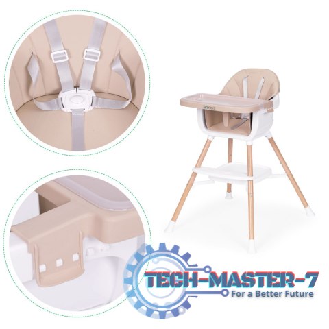 Fotelik krzesełko do karmienia dzieci 2w1 beżowy ECOTOYS ECOTOYS Fotelik krzesełko do karmienia dzieci 2w1 beżowy ECOTOYS ECOTOYS
