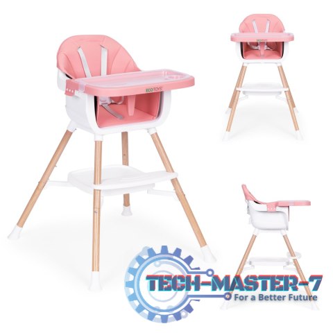 Fotelik krzesełko do karmienia dzieci 2w1 różowy ECOTOYS ECOTOYS