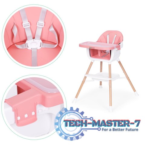 Fotelik krzesełko do karmienia dzieci 2w1 różowy ECOTOYS ECOTOYS Fotelik krzesełko do karmienia dzieci 2w1 różowy ECOTOYS ECOTOYS