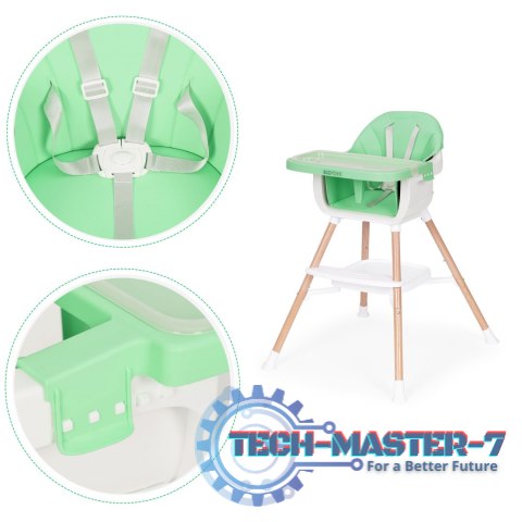 Fotelik krzesełko do karmienia dzieci 2w1 zielony ECOTOYS ECOTOYS Fotelik krzesełko do karmienia dzieci 2w1 zielony ECOTOYS ECOTOYS