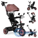 Rowerek trójkołowy dla dzieci spacerówka 3w1 obracane siedzisko daszek brązowy ECOTOYS ECOTOYS