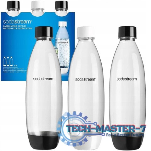 Sodastream PET Bottle Fuse (3 Bottles, 1L, black/white) (2260748)