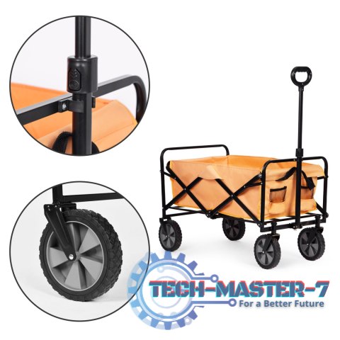 Wózek transportowy składany duży wózek ogrodowy plażowy pomarańczowy 47x105 cm MultiGarden MULTI GARDEN Wózek transportowy składany duży wózek ogrodowy plażowy pomarańczowy 47x105 cm MultiGarden MULTI GARDEN