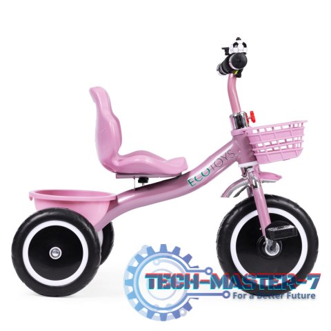 Rowerek trójkołowy antypoślizgowe uchwyty dzwonek koszyk różowy ECOTOYS ECOTOYS Rowerek trójkołowy antypoślizgowe uchwyty dzwonek koszyk różowy ECOTOYS ECOTOYS