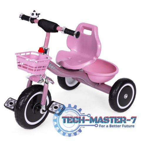 Rowerek trójkołowy antypoślizgowe uchwyty dzwonek koszyk różowy ECOTOYS ECOTOYS Rowerek trójkołowy antypoślizgowe uchwyty dzwonek koszyk różowy ECOTOYS ECOTOYS