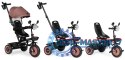Rowerek trójkołowy dla dzieci spacerówka 3w1 obracane siedzisko daszek brązowy ECOTOYS ECOTOYS