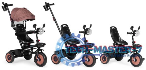 Rowerek trójkołowy dla dzieci spacerówka 3w1 obracane siedzisko daszek brązowy ECOTOYS ECOTOYS Rowerek trójkołowy dla dzieci spacerówka 3w1 obracane siedzisko daszek brązowy ECOTOYS ECOTOYS