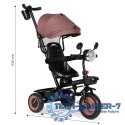 Rowerek trójkołowy dla dzieci spacerówka 3w1 obracane siedzisko daszek brązowy ECOTOYS ECOTOYS