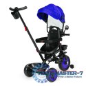 Rowerek trójkołowy dla dzieci spacerówka 3w1 obracane siedzisko daszek niebieski ECOTOYS ECOTOYS