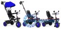 Rowerek trójkołowy dla dzieci spacerówka 3w1 obracane siedzisko daszek niebieski ECOTOYS ECOTOYS