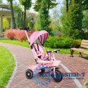 Rowerek trójkołowy spacerówka 2w1 obracane siedzisko składany daszek różowy - ECOTOYS ECOTOYS